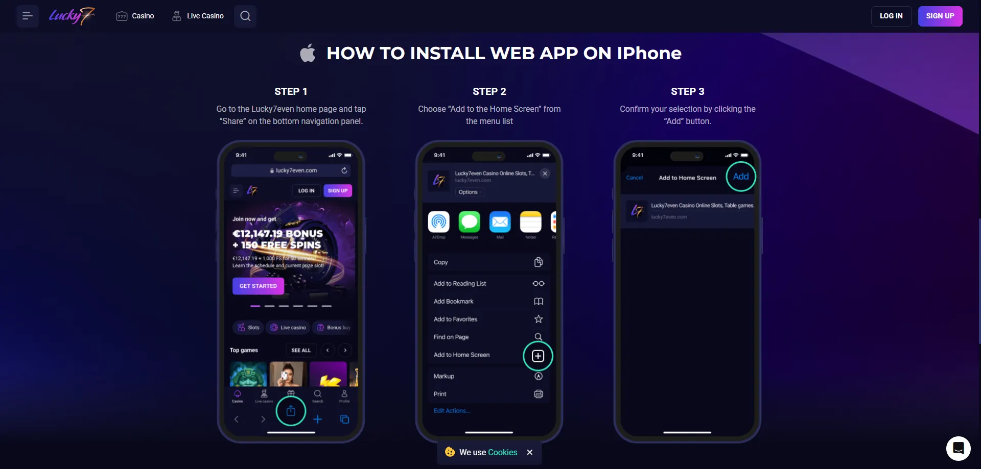 Lucky Seven Casino mobile app and browser experience on smartphone