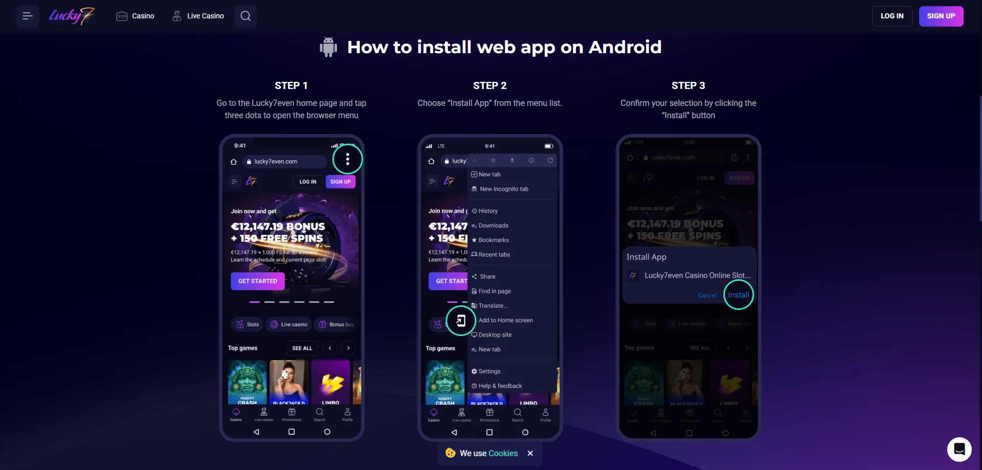 Lucky Seven Casino mobile app and browser play for NZ players