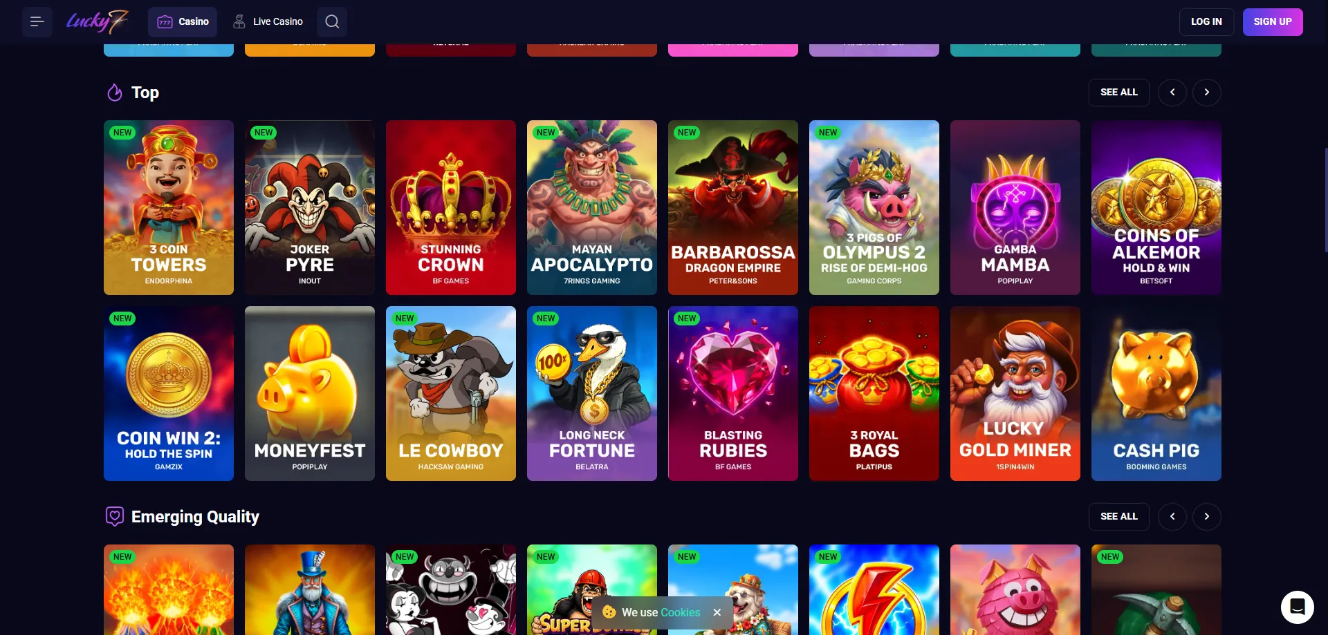 Lucky Seven Casino slot games library — thousands of titles available